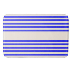 Tapete De Banheiro Padrão elétrico azul e bege cinco faixas