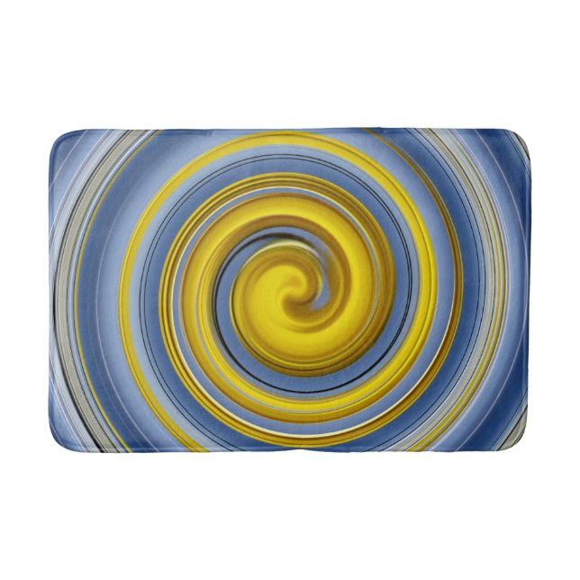 Tapete De Banheiro Padrão espiral amarelo e azul (Frente)