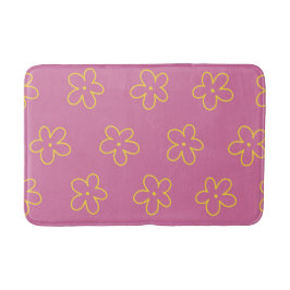 Tapete De Banheiro Padrão Flor Simples Amarelo Roxo Retro