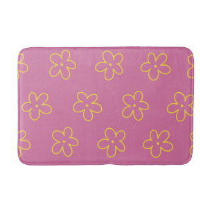Tapete De Banheiro Padrão Flor Simples Amarelo Roxo Retro