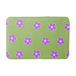 Tapete De Banheiro Padrão Flor Simples Roxo Verde Retroativo