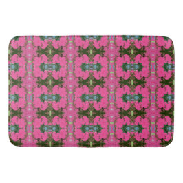 Tapete De Banheiro Padrão Floral Abstrato verde rosa e escuro