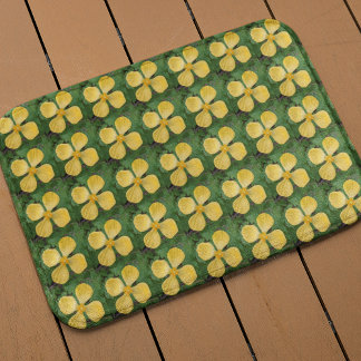 Tapete De Banheiro Padrão Floral Amarelo Celandina Papoila
