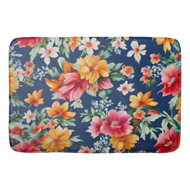 Tapete De Banheiro Padrão Floral Amarelo de Verão (Frente)