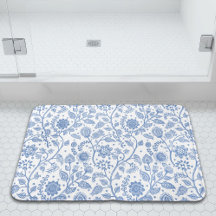 Padrão Floral Azul e Branco Botânico Caprichoso