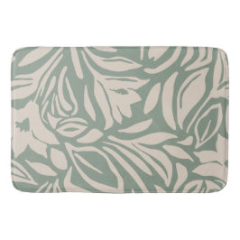 Tapete De Banheiro Padrão Floral Botânico em Sage e Creme