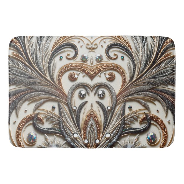 Tapete De Banheiro Padrão floral brilhante com gemstone (Frente)