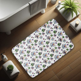Tapete De Banheiro Padrão Floral Chic de Vidro Colorido Elegante