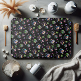Tapete De Banheiro Padrão Floral Chic de Vidro Manchado Elegante