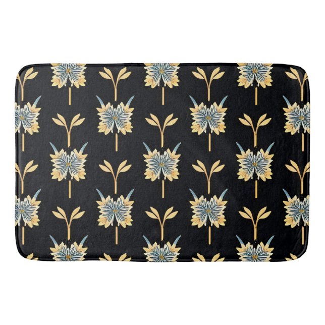 Tapete De Banheiro Padrão Floral Com Flores Amarelas (Frente)