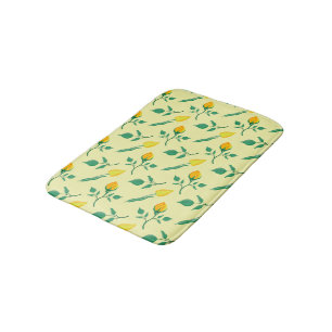 Tapete De Banheiro Padrão floral com rosa amarela e flores tulipas