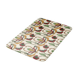Tapete De Banheiro Padrão floral contínuo com vermelho e amarelo