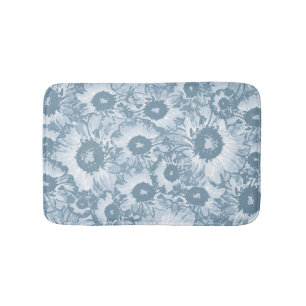 Tapete De Banheiro Padrão Floral da Cinza Elegante