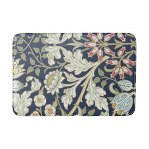 Tapete De Banheiro Padrão Floral da Vintage em Azul