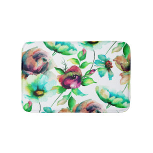 Tapete De Banheiro Padrão Floral das Cores d'Água Coloridas Amigáveis
