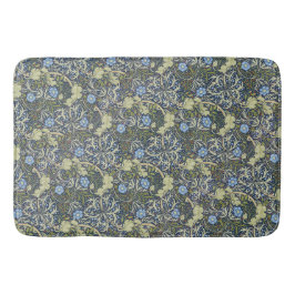 Tapete De Banheiro Padrão Floral de Algas Marinhas Vintage Fundo Azul