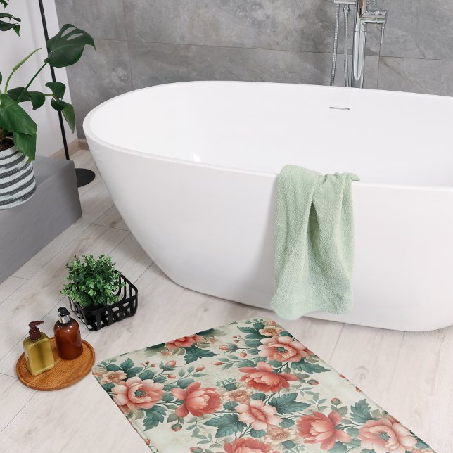 Tapete De Banheiro Padrão Floral de Algodão do País (Criador carregado)