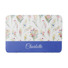 Tapete De Banheiro Padrão Floral de Aquarela de Flores Silvestres