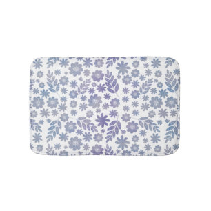 Tapete De Banheiro Padrão Floral de cinza e Lavanda