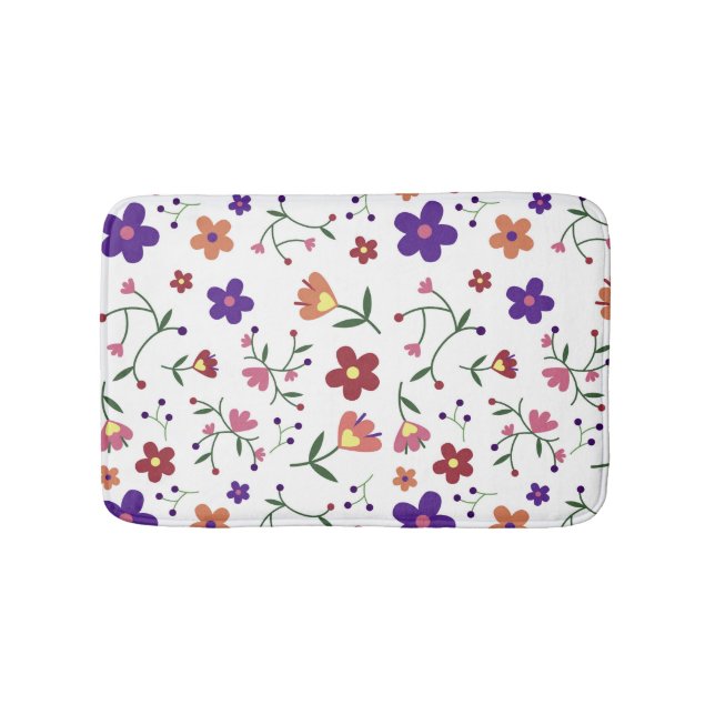 Tapete De Banheiro Padrão Floral Desenhado À Mão (frente)