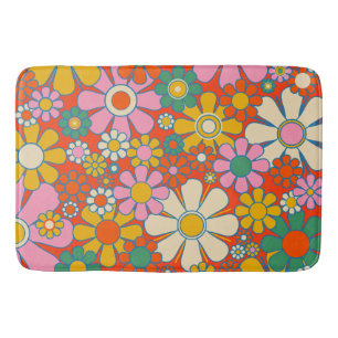Tapete De Banheiro Padrão Floral do Groovy 60s 70s