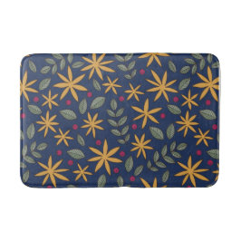 Tapete De Banheiro Padrão Floral Dourado Desenho Botânico