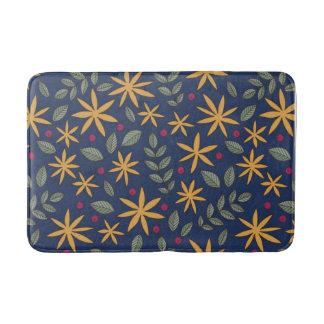 Tapete De Banheiro Padrão Floral Dourado Desenho Botânico