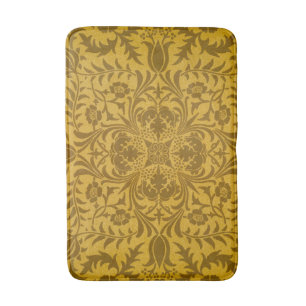 Tapete De Banheiro Padrão floral dourado ornamentado com simétrico