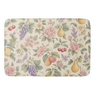 Tapete De Banheiro Padrão Floral e Frutas Vintage
