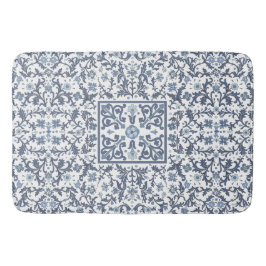 Tapete De Banheiro Padrão Floral Gráfico Azul Elegante