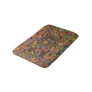 Tapete De Banheiro Padrão Floral Multicolorido Vintage