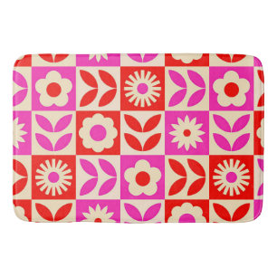 Tapete De Banheiro Padrão Floral Retro Vibrante