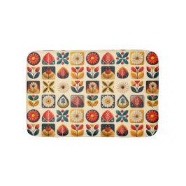 Tapete De Banheiro Padrão Floral Retroativo em Cores Quentes