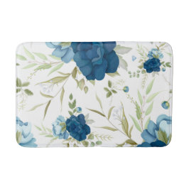 Tapete De Banheiro Padrão Floral Seamless de Aquarela Azul