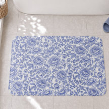 Padrão Floral Toile Francês Azul
