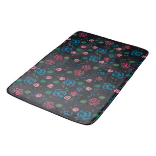 Tapete De Banheiro padrão floral vermelho e azul vintage