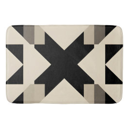 Tapete De Banheiro Padrão Geométrico abstrato com Preto Contrastante