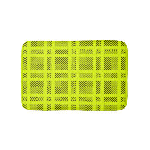 Tapete De Banheiro Padrão geométrico amarelo-limão