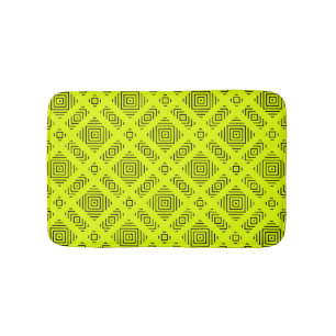 Tapete De Banheiro Padrão geométrico amarelo-limão