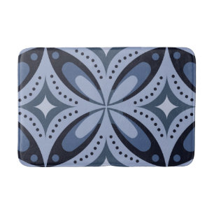 Tapete De Banheiro Padrão Geométrico Azul Estilo Retro