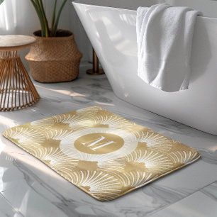 Tapete De Banheiro Padrão geométrico de deco-art branco e dourado