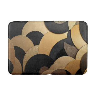 Tapete De Banheiro Padrão geométrico Dourado e Abstrato preto