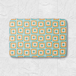 Tapete De Banheiro Padrão Geométrico Floral Retro Aqua Laranja Azul-t