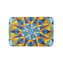 Padrão geométrico fractal azul e amarelo