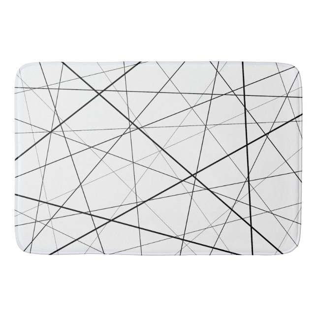 Tapete De Banheiro Padrão geométrico preto e branco (Frente)