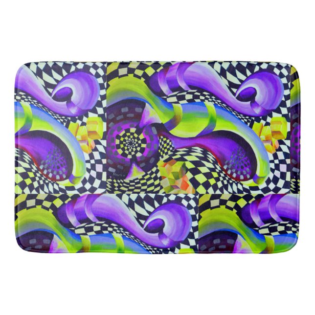 Tapete De Banheiro Padrão Geométrico Retroativo 80 (Frente)