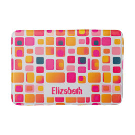 Tapete De Banheiro Padrão Geométrico Retroativo do Nome Personalizado