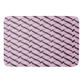 Tapete De Banheiro Padrão Geométrico Rosa e Preto