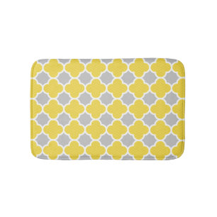 Tapete De Banheiro Padrão Geométrico Trevo-de-Quatro-Folhas Amarelo e