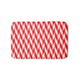 Tapete De Banheiro Padrão Geométrico Vermelho e Branco